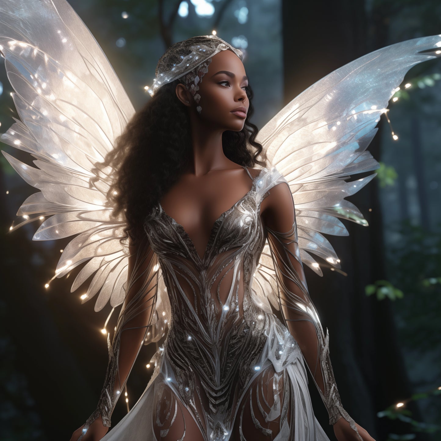 Silvery Forest Angel - Art Print