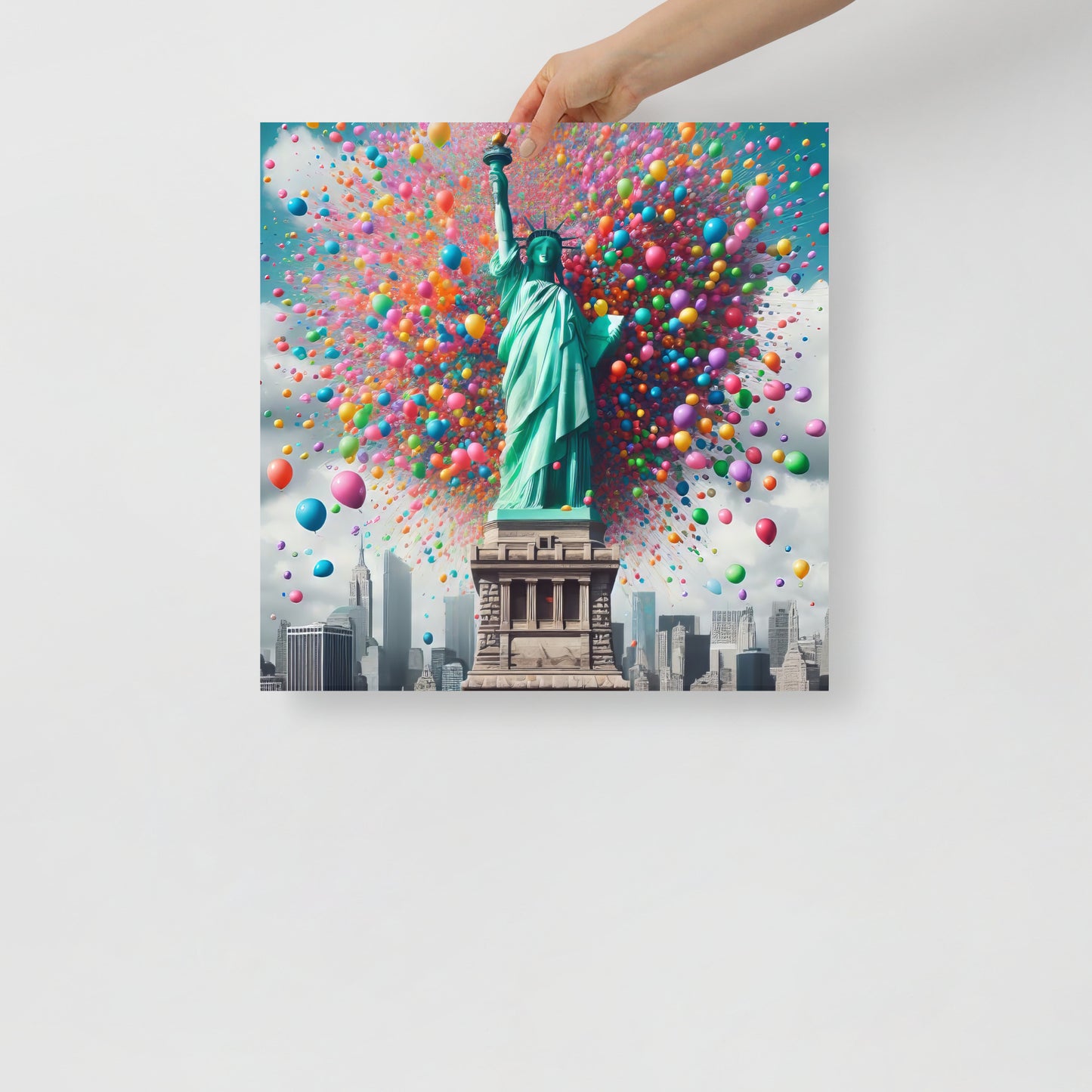 Balloon Shower at Statue of Liberty - Art Print