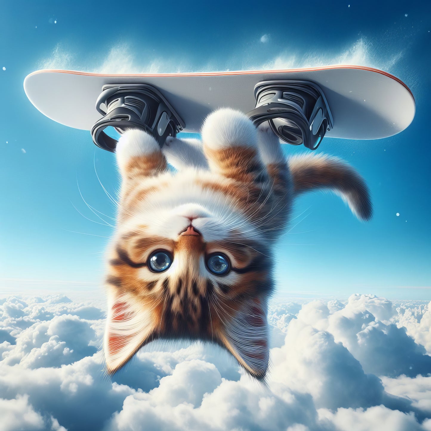 Kitten's Gravity-Defying Snowboard Stunt - Art Print