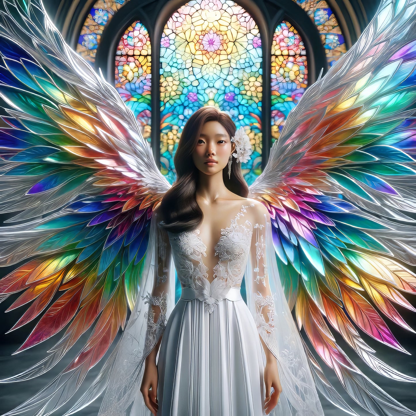 Angel Shining Like Stained Glass - Art Print